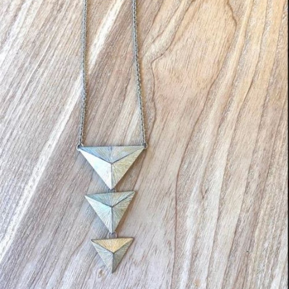 Long Gold Triangle Necklace